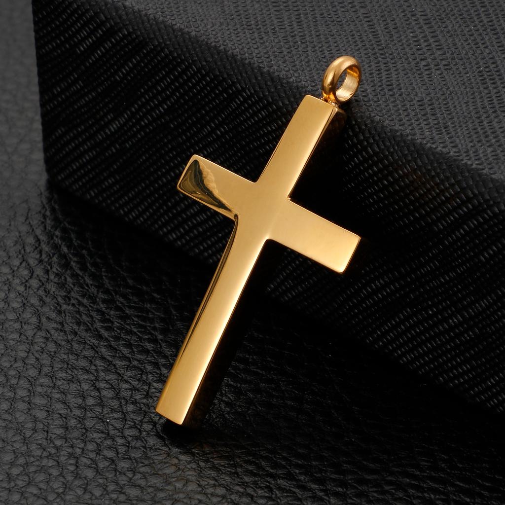 Fashion Gold Color Cross Pendant For Men High Polished Stainless Steel Cross Jewelry Necklace Male Cheap Jewelry
