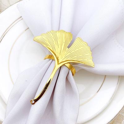 10Pcs/Lot Ginkgo Leaf Napkin Ring Metal Napkin Button Hotel Cloth Napkin Ring Table Decoration