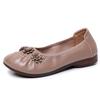 Shallow Shoes Single Shoes Soft Sole Non-slip Medium Leather Shoes Flat Sole Medium the Elderly Women's Shoes Spring and Autumn
