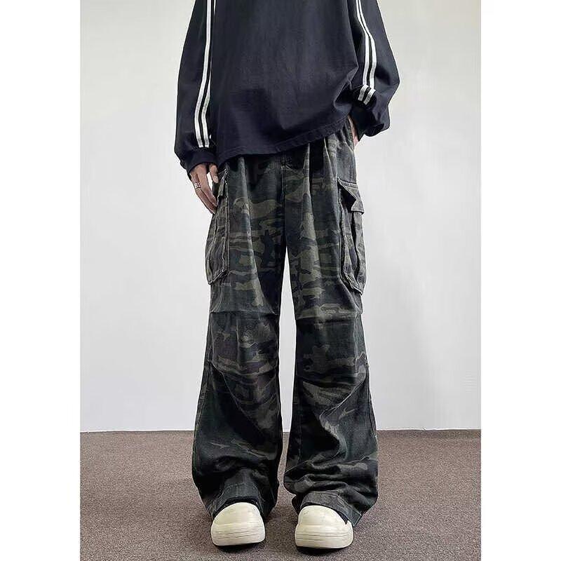 

Осінь і зима Нові випрані світлі джинси American High Street для чоловіків і жінок прямого крою, злегка розкльошені вільні широкі штани 3XL