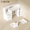 Computer desk, desk with storage, 2 drawers, open shelves and printer shelf, 137x55x92cm, white