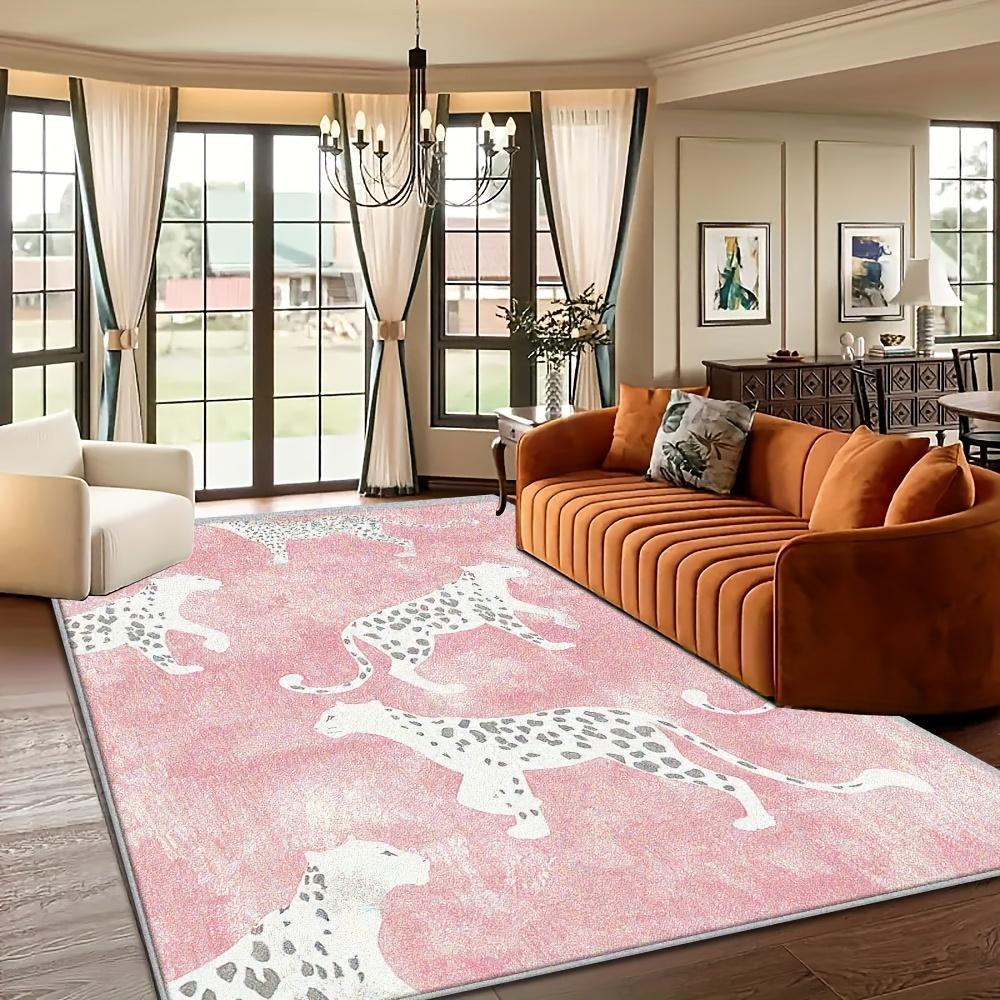 

Імітація Кашеміру Праний Рожевий з Візерунком Килимок для Зони Сучасний Леопардовий Візерунок Машинне Прання Пральний Килимок для Підлоги 50x80cm20x31in