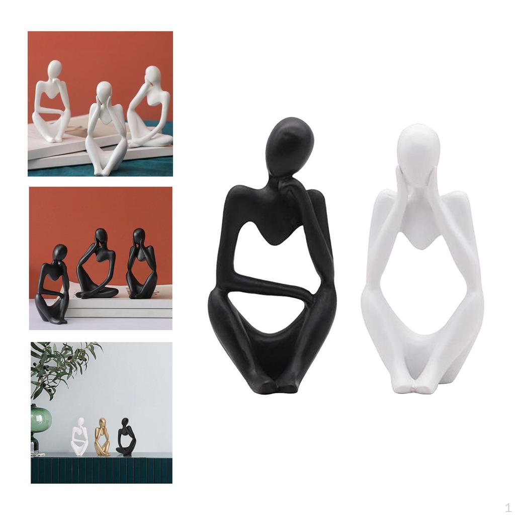 2pcs Thinker Sculpture Figurine Statues for Home Modern Decor