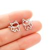 1 Pair Cute Cat Stainless Steel Stud Earrings for Mens Womens Punk Students Gifts Trend Fashion Small Ear Studs Jewelry
