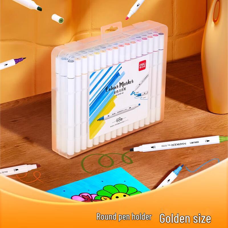 Deli 48-Color Dual-Tip Alcohol Marker Set