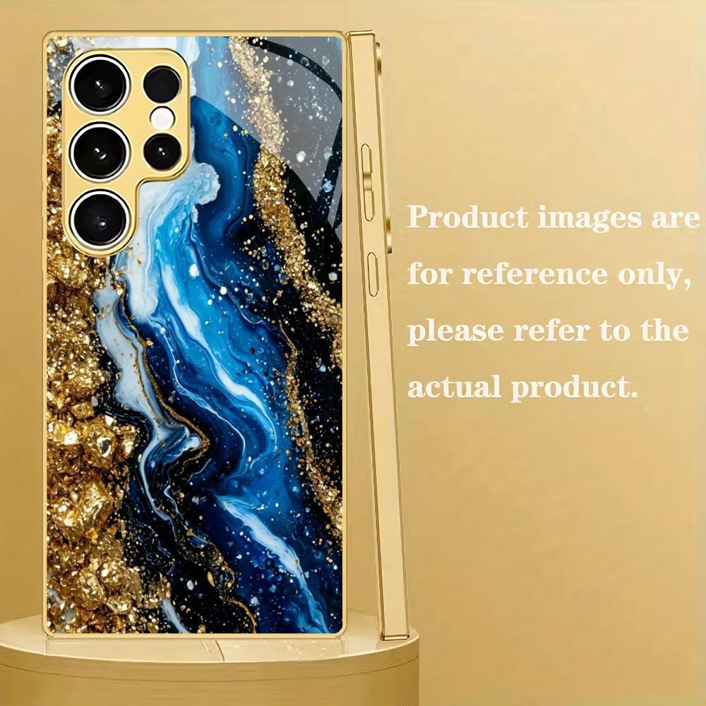 Sand Splicing Color Electroplated Glass Phone Case Suitable for Samsung Galaxy S26 S25 S24 S22 S21 S20 FE/Ultra/Plus Anti Drop