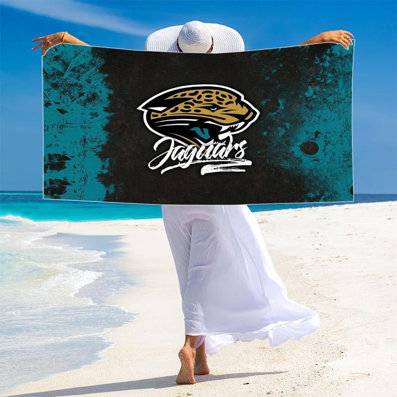 Jacksonville Jaguars Print Beach Towel, Large Soft Quick Dry Towel for Beach Camping Swimming