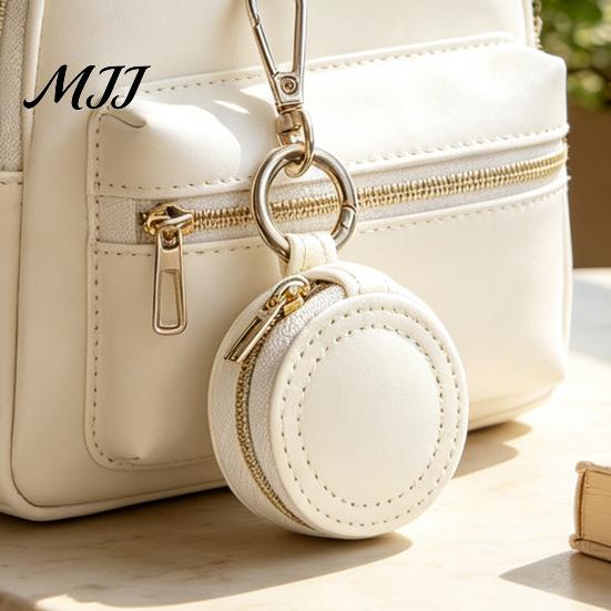 Zippered Jewelry Storage Bag Portable Box Keychain, PU Leather Travel Organizer Case, Soft Compact Accessory Velvet Lining Secure Zipper Closure