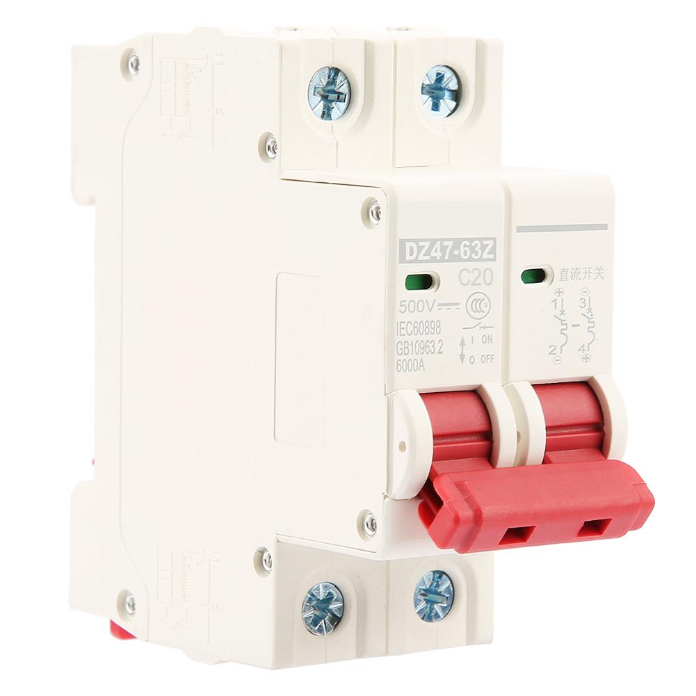 

2P DC 500V 20A Mini Circuit Breaker MCB Safety Breaker DZ4763Z2P