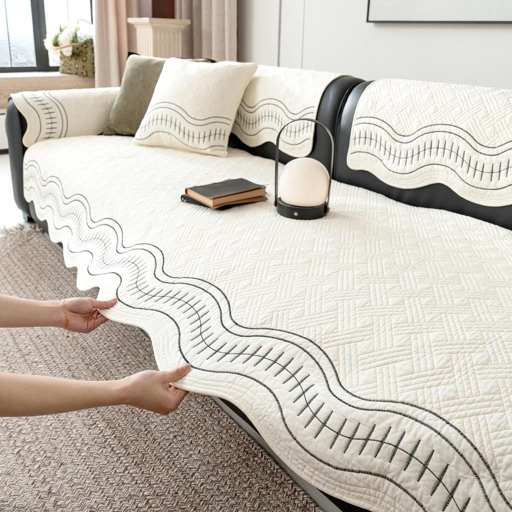 Sofa Cushion New Four-season Universal Non-slip High-end Sense Straight Row Leather Sofa Seat Cushion Cover Cloth Towel