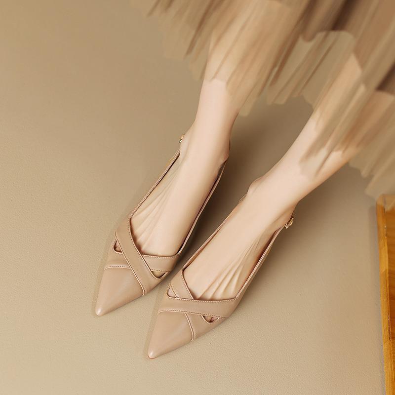 

Босоножки Баотоу женские летние темпераментные с открытой пяткой на каблуке-рюмочке с острым носком и мелким вырезом туфли-лодочки на высоком каблуке-шпильке 39 абрикосовый