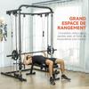 Weight Training Station Cable Pull Station Squat Rack Cable Cross-Over Bar 210 X 132 X 225 Cm Black