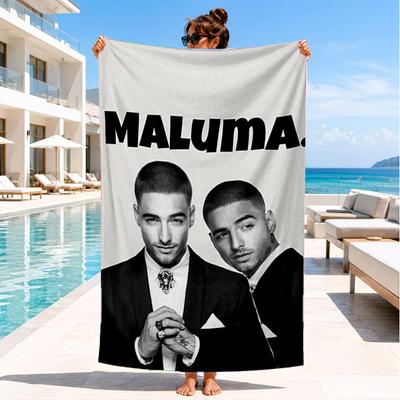 Maluma Módní Kolaborace Ručník na Pláž, Super Měkké Mikrovlákno, Perfektní Dárek pro Ni/Něj, K Narozeninám, na Bazén, Pláž, Cestování, Dekorace Plážové Párty