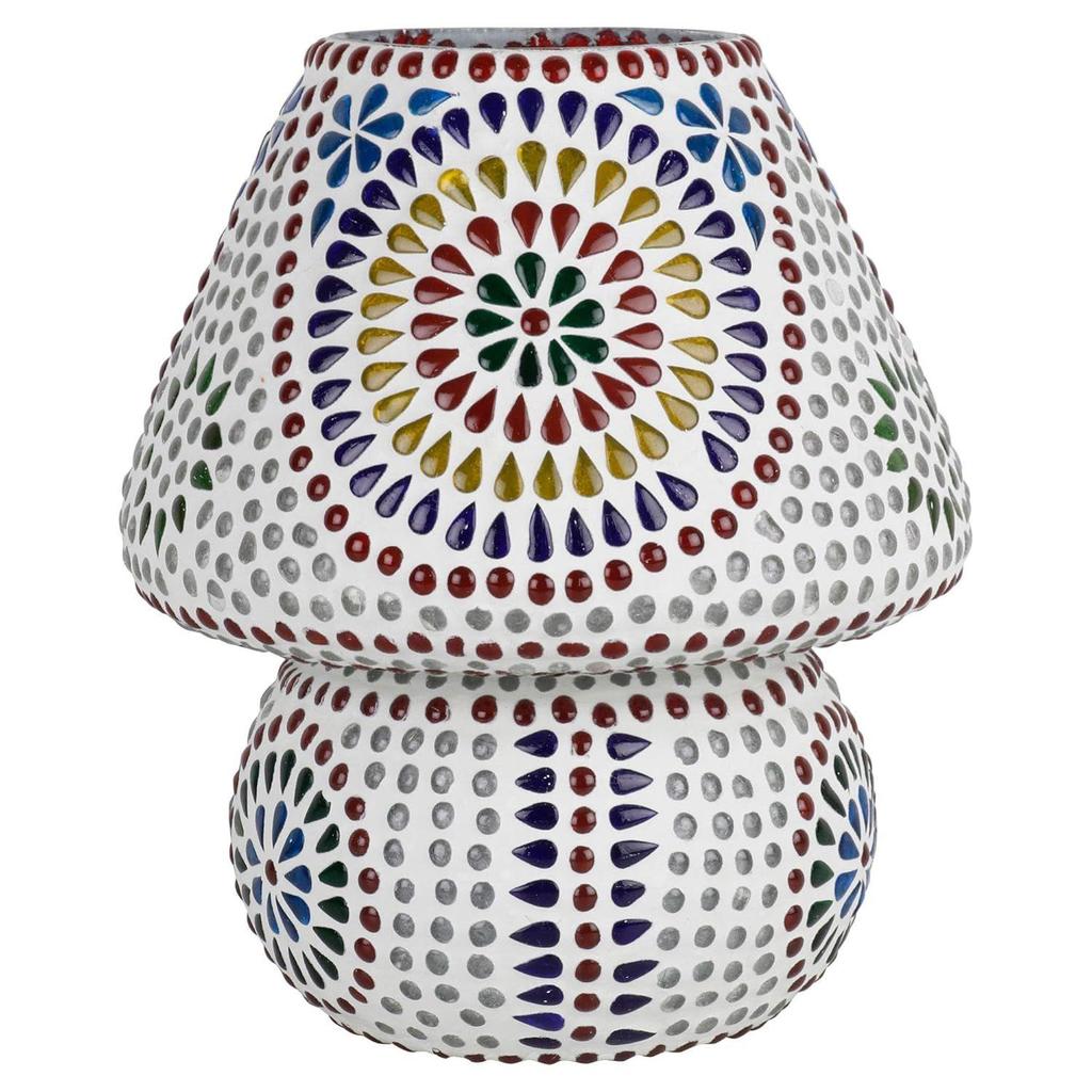 Handgefertigte mehrfarbige Perlen verzierte dekorative Glas-Tischleuchte