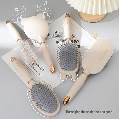 Portable Anti-static Air Cushion Scalp Massager & Curling Comb with Mirror for Women with Long Hair