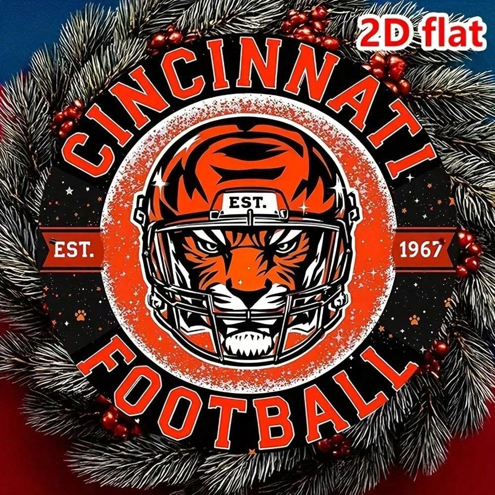 Vintage Cincinnati Bengals 2D Aluminum Tin Sign Retro NFL Wall Decor for Man Cave Garage Bar 20x20 разноцветный
