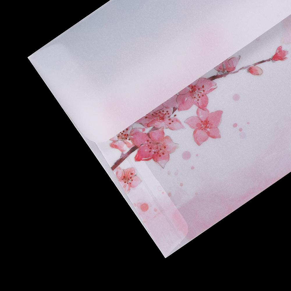 10pcs Vintage Stationery Card Cover Translucent Artificial Parchment Letter Organizer Sulfuric Acid Paper Peach Blossom Envelope