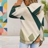 Women Plus Size Long Sleeve Geometric Printed Blue White Hoodie Pullover With Kangaroo Pocket