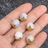 1Pc, Natural Stone Beads with Square Golden Accents, White Jade Beads, 1.1×1.1cm, for DIY Necklace Accessories, Jewelry Making, Unique Christmas Gifts