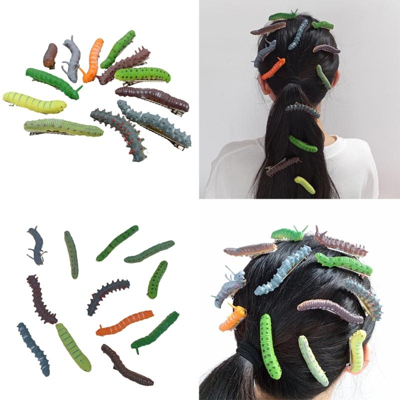 12Pieces Cute Caterpillars Hair Clips Unique Barrettes Caterpillars Hair Decoration for Weddings and Performances
