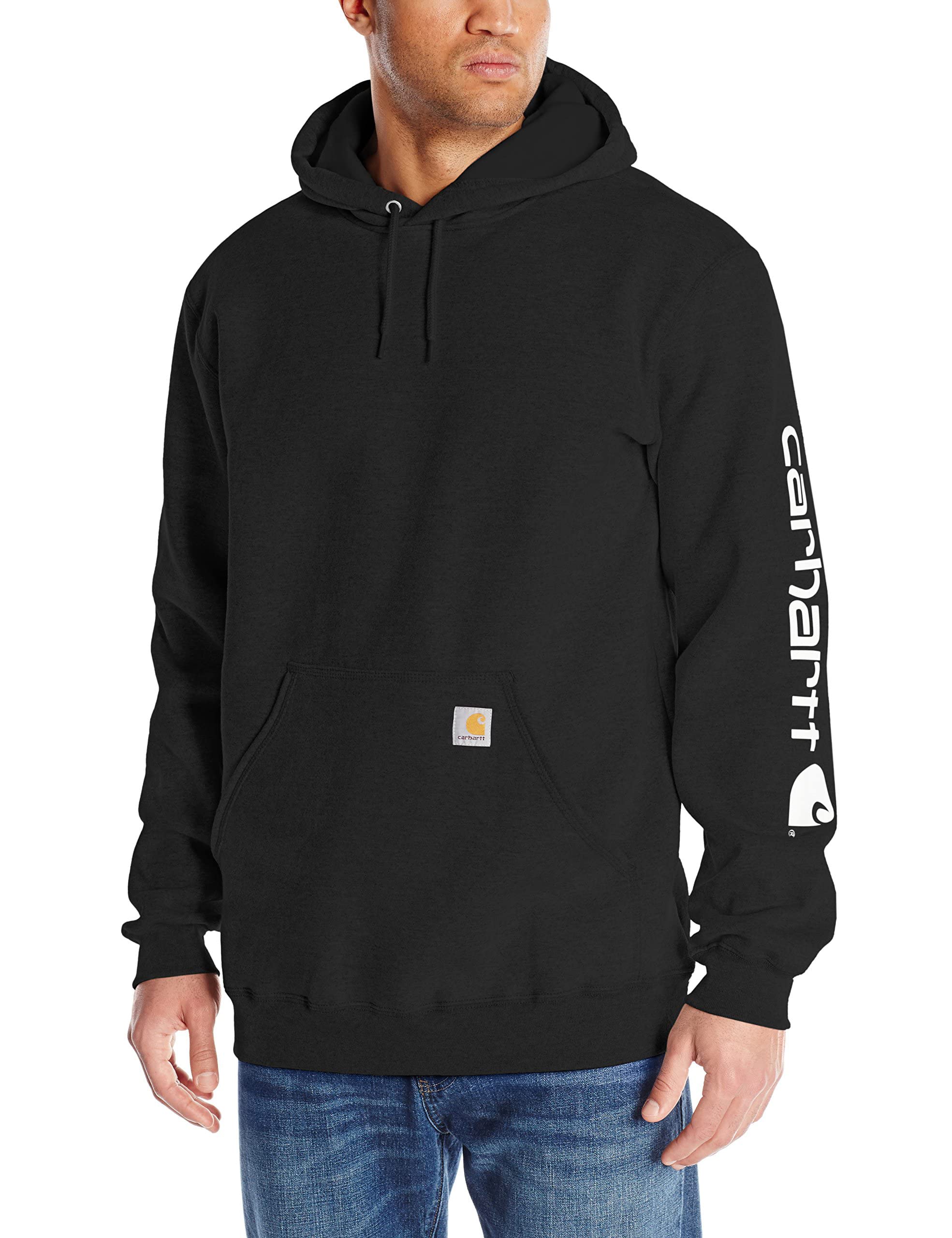 Толстовка с капюшоном и логотипом на рукаве Carhartt Signature US Extra Black Мужская K288, Размер Большой, Высокий, Цвет чёрный