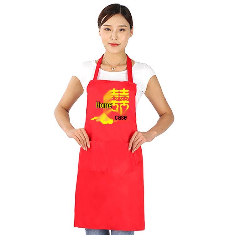 Wedding Aprons with Red Sleeves and Custom Printed Logo - Perfect for Birthdays, Banquets, Gifts, and Events.