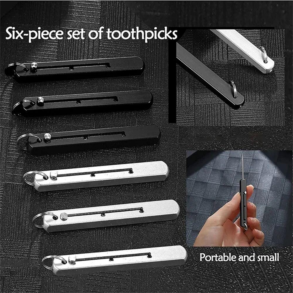 Telescopic Titanium Toothpicks Push-pull Fruit Toothpick Convenient Metal Toothpick Camping Tool