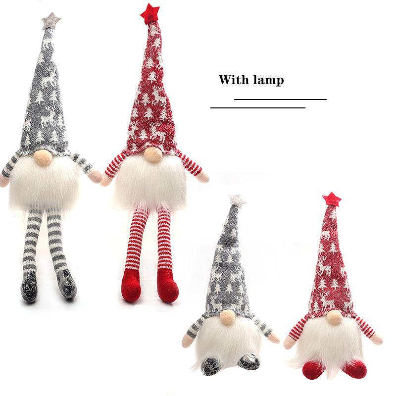 Led Christmas 2pcs Gnomes Plush Santa Doll Xmas Gonk Dwarf Decor Ornaments Gifts