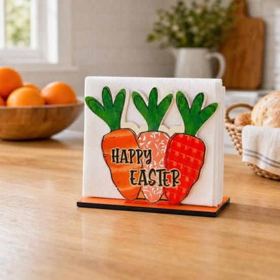 Easter Napkin Holder for Table Decor, Cute Paper Towel Holder, Freestanding Napkin Dispenser for Kitchen Dinner Restaurant Bar Easter Decoration