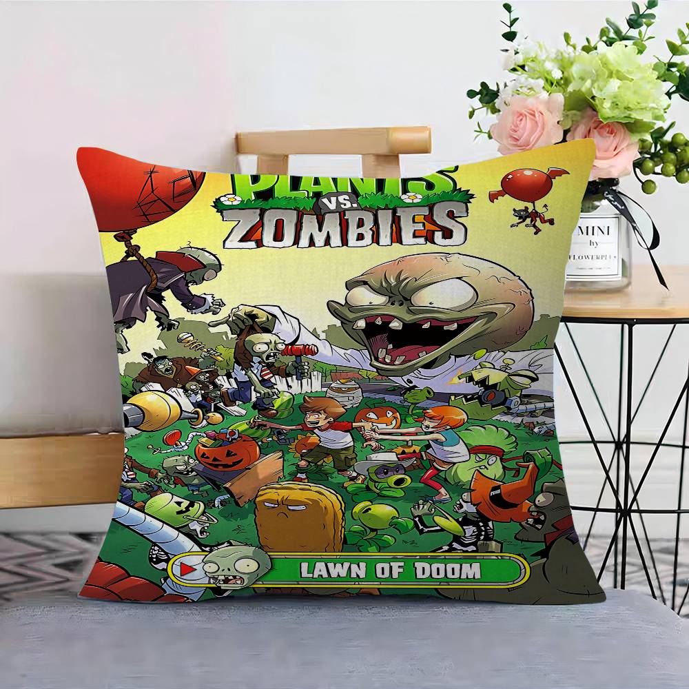 Classic Game P-Plants Vs Z-Zombies Lucky Dragon Pillow Cover Sofa Cushion Cover Home Room Decoration Children Gift