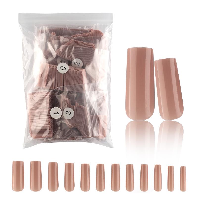 600 Pieces Of Seamless Transparent Extended Square Nail Pads, Full Stickers Of Fake Nails, Natural Color Wearing Nail Generation
