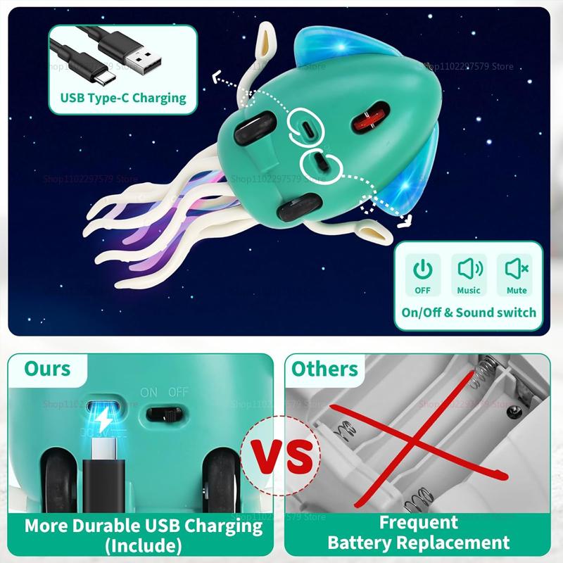 Kids Induction Electric Octopus Pet Crawling Toys for Toddlers Electronic Musical Pets Toddler Moving Obstacle Avoidance Gifts