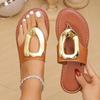 Fashion 2025 Summer New Women Slippers Fashion Luxury Slippers Fashion Outdoor Flat Shoes Women Beach Metal Sandals Female Slides Women