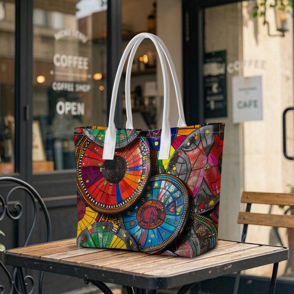 Bohemian Colorful Print Tote Bag Fashion Casual Large Capacity Daily Shoulder Handbag