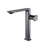 Minimalist Polished Black Basin Mixer Tap Tall Body Square Knob Solid Brass Bathroom Sink Faucet Counter Top Lavatory Tap