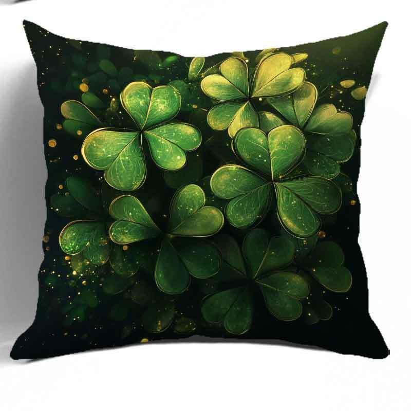 Enchanted FourLeaf Clover Pattern Pillow Covers Pattern Cushion Cover Suitable For Sofa Bedroom Car Pillow Cover