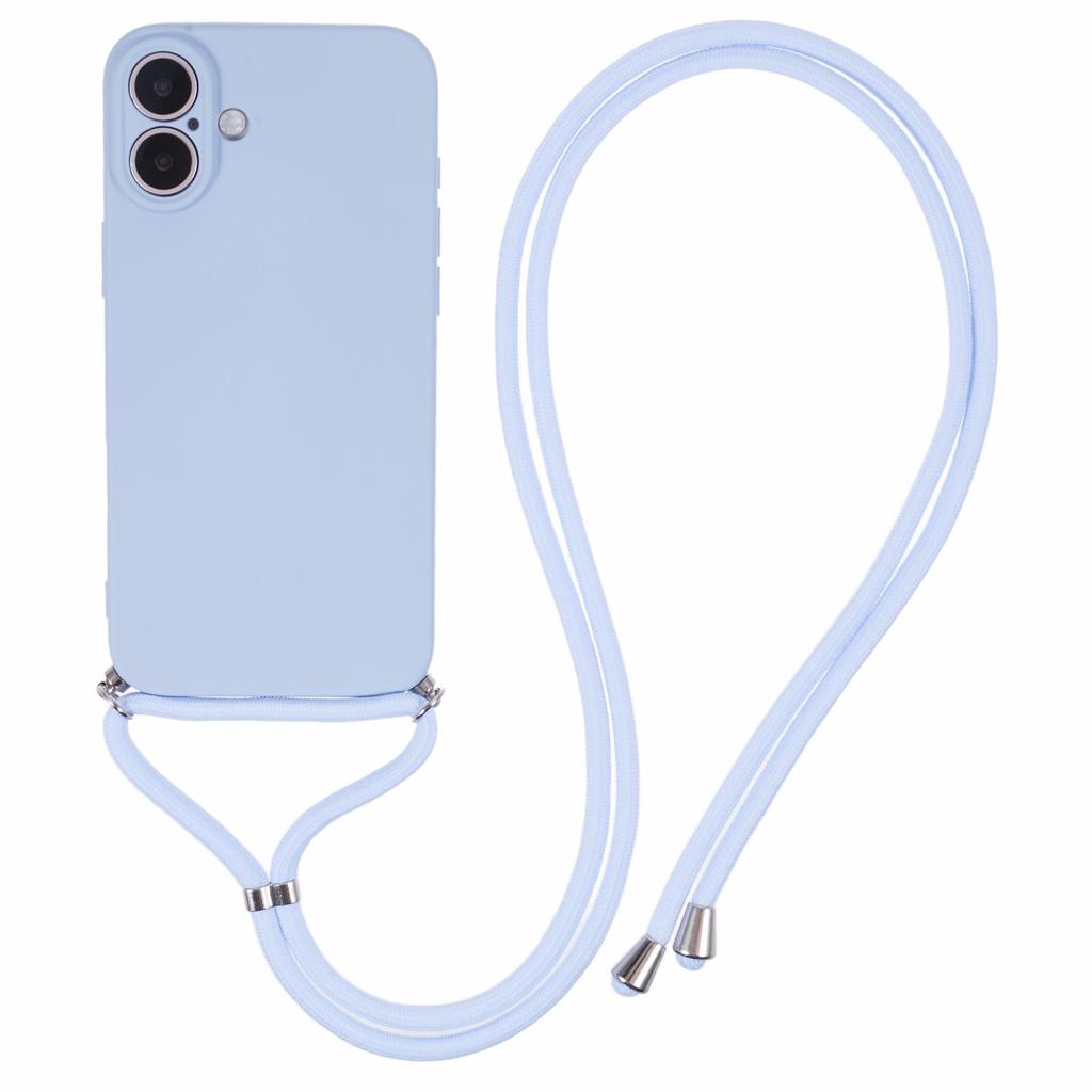 For iPhone 16 Plus Crossbody Case TPU Protective Phone Cover with Soft Fiber Lining