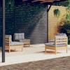4 Pcs Garden Set with Cushions Pine Wood