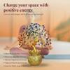 Feng Shui 7 Chakra Crystal Tree with Golden Money Bag Base/Natural Gemstone Decorative Showpiece Bonsai Tree for Home & Office Decor