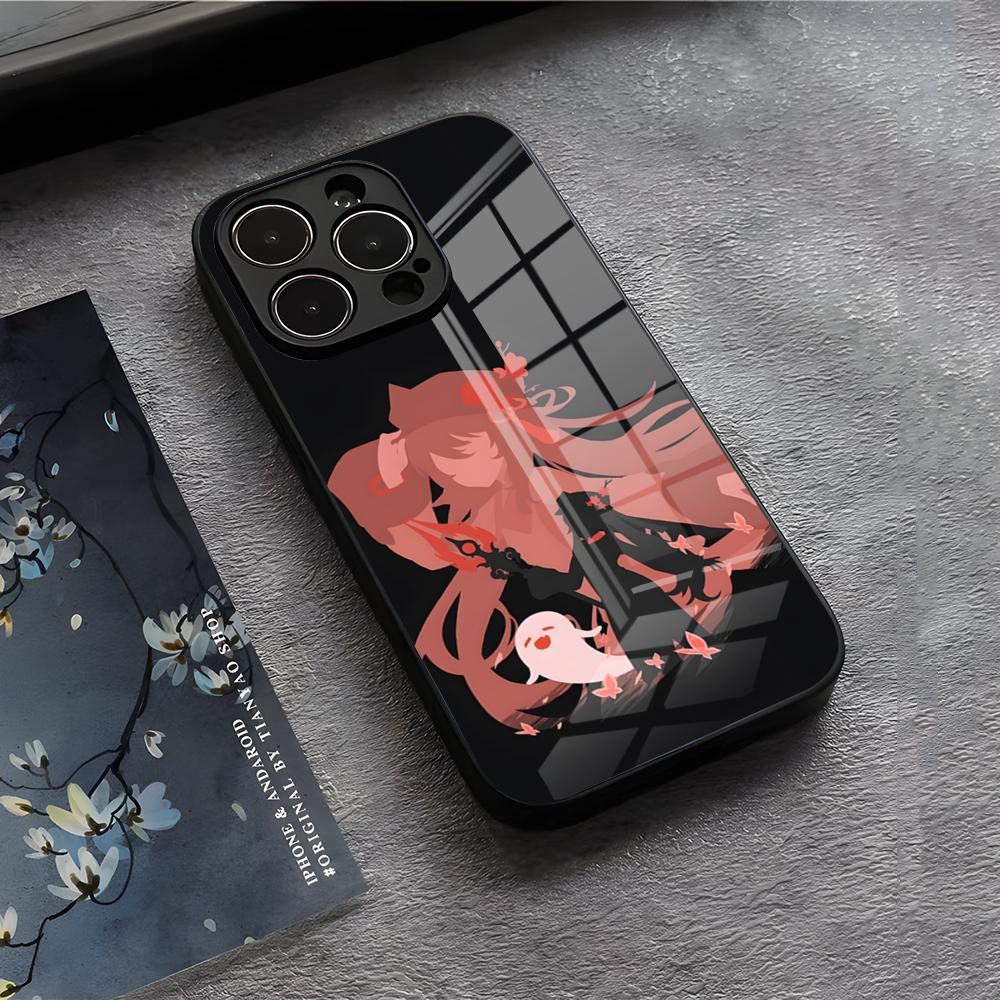 Genshin Impact Hu Tao Phone Case For IPhone 17 Air 16 E Pro Max 15 14 13 Mini 12 Pro 11 Max Plus Black Glass Cover