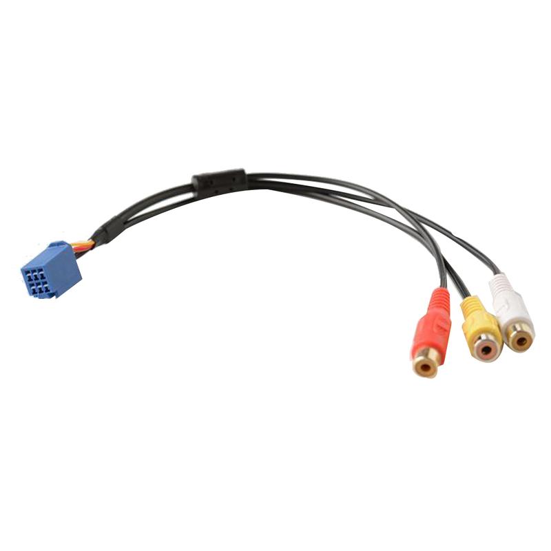 Car RCA Female Audio Video AV-In Cable Wire For Toyota Headunit 6Pin Blue A/V Port 3040-M53K