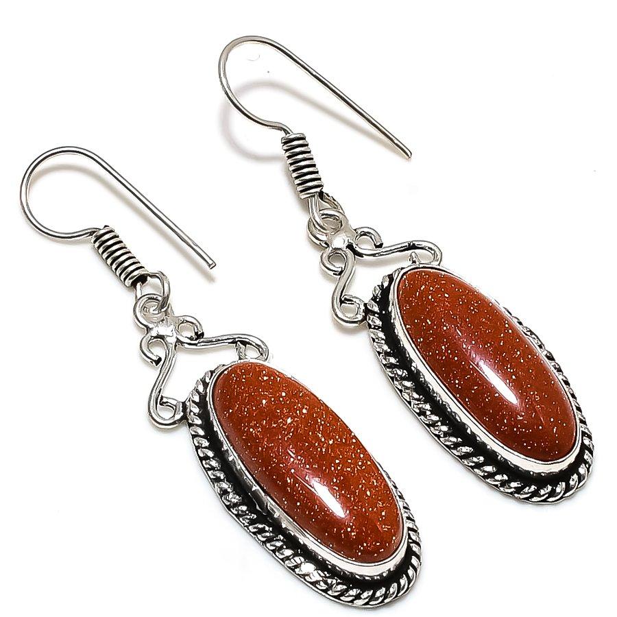 

Ювелирные серьги из стерлингового серебра 925 пробы с натуральным красным солнечным камнем 2,29 дюйма n5g97