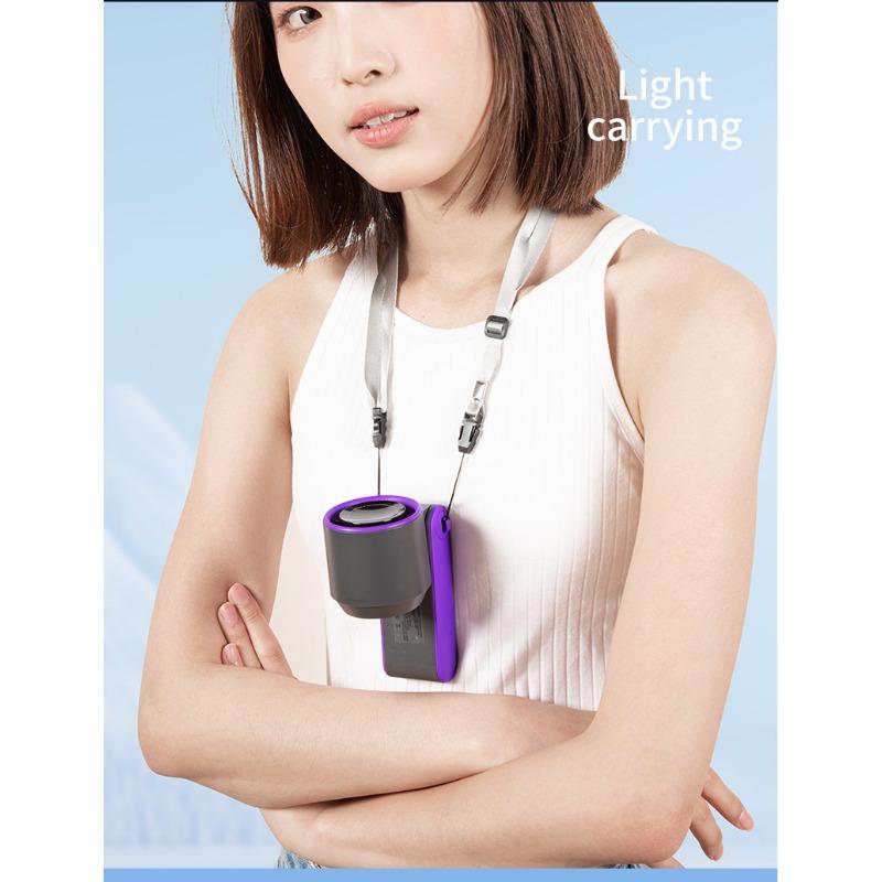 1PC High-speed Handheld Fan Ice Compress Cooling Small  Outdoor Portable Foldable Small Neck Fan Digital Display Stepless Speed Regulation