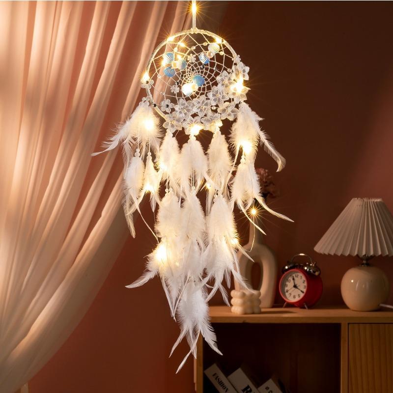 

Starry Feather Dreamcatcher Finished Product Girlish Room Decor Birthday Gift In Stock Home Wall Hanging Ornament 60x16cm
