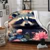 1pc Raccoon Flowers Print Blanket   Lightweight Flannel Throw Blanket For Sofa, Bed, Living Room, Office, Outdoor Travel, Camping