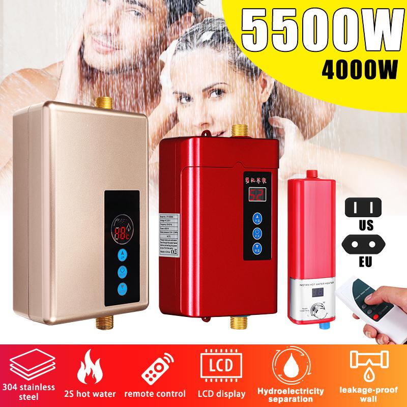 4000W Hot Instantaneous Water Heater System Mini Instant Electric Tankless Water Heater for Kitchen Bathroom 110-240V