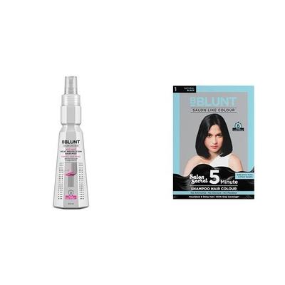 BBlunt Hot Shot Tepelně ochranná mlha 150ml | Přírodní černá 5minutová šamponová barva na vlasy 20ml x 5