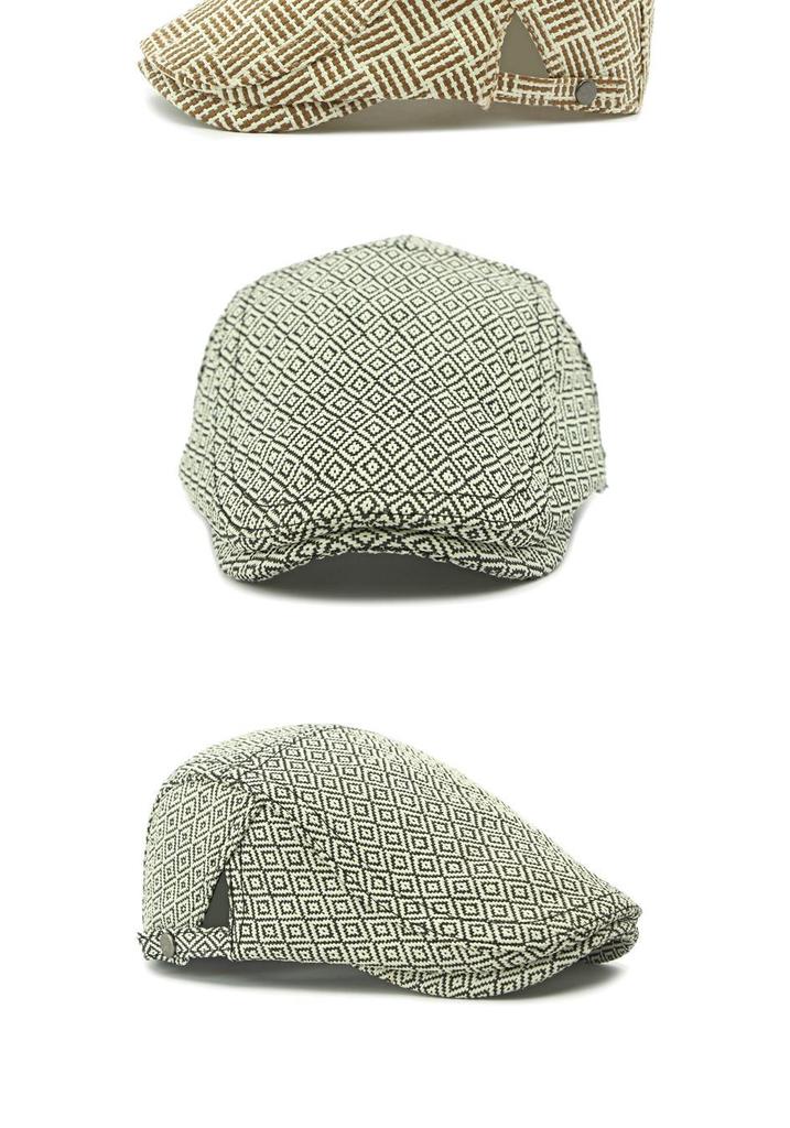 Men's Straw Hat Beret: Spring/Summer Sun Protection, Retro Duckbill Newsboy Cap.