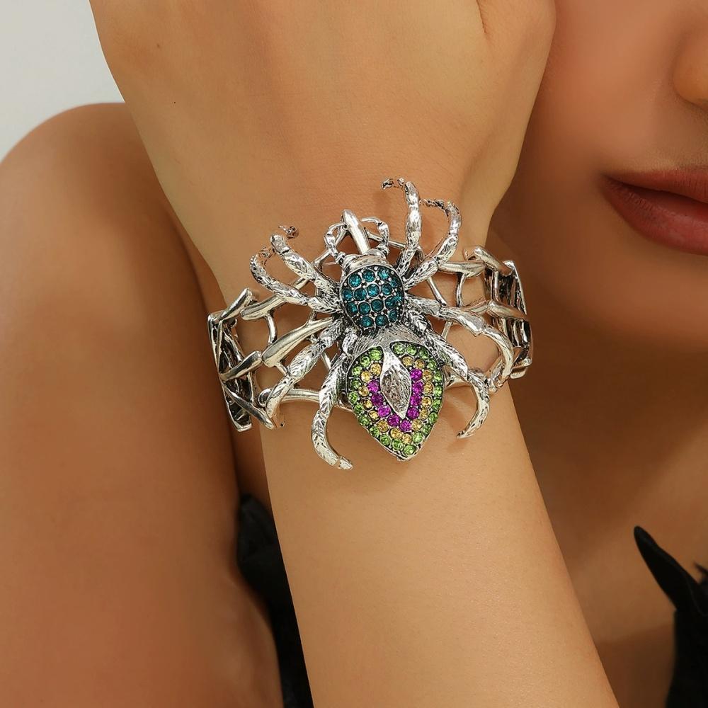 New Geometric Hollow Zircon Spider Elastic Bracelet Unisex Unique Trendy Fashion Personality Versatile Party Jewelry Gift