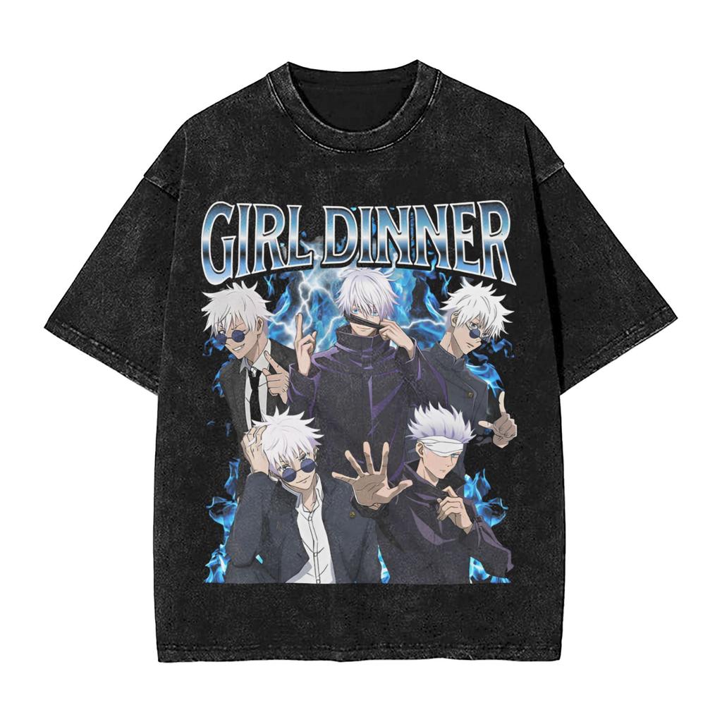 Gojo Satoru Anime Jujutsu Kaisen Camiseta de Verano Harajuku Hombre Algodón Fitness Vintage Calle Oversize Mujer Manga Corta